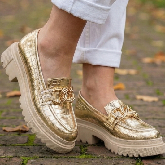 Metallic Croc Gold