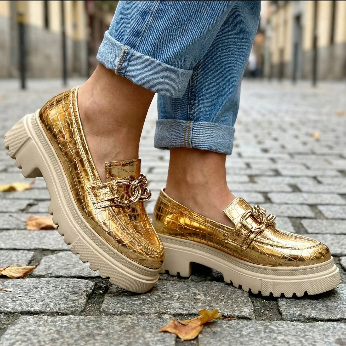 Metallic Croc Rose Gold